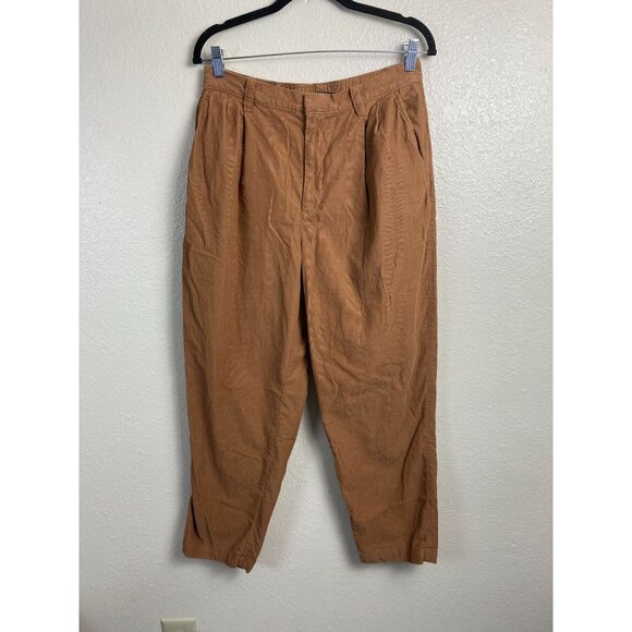 Gap Womens Tapered Corduroy Pleated Pants Holiday Brown Size 12 Trouser Classic - Picture 1 of 16